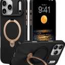 CASEKOO Midnight Black Designed for iPhone 17 Pro Case with Spin Magnetic Stand [16FT Military Protection] [Non-Slip Edge] [Fit for MagSafe] MagicStand 360 for iPhone 17 Pro case with Stand 6.3''