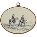 LKETW Vintage Western Cowboy Oval Wall Art Decor, Vintage Farmhouse Western Oval Canvas Hanging Decor, Retro Country Southwestern Rodeo Wall Decorations for Home Living Room Bedroom, 11.4x8.6 Inch