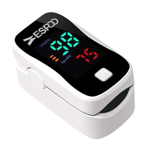 ESPOO Fingertip Pulse Oximeter, Blood Oxygen Saturation Monitor (SpO2) & Pulse Rate Monitor with LED Display, Portable Oxygen Monitor, Includes Batteries & Lanyard (White&Black)
