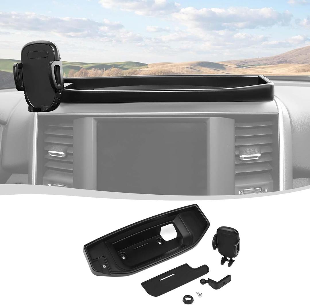 Voodonala Center Console Dash Phone Holder Mount Bracket with Storage Tray Compatible with Dodge RAM 2018-2023