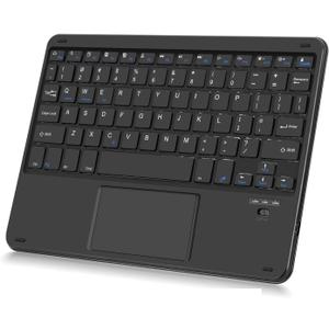 Wireless Bluetooth Keyboard, Rechargeable Bluetooth Keyboard with Trackpad, Compatible with iPad, Smartphone, Computer, Windows, iOS, Android, Black
