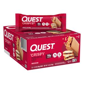 Quest Nutrition Crispy Peanut Butter & Jelly 16g Protein Bar, 2g Sugar, 4g Net Carbs, Gluten Free Snack, Keto Friendly, 12 Count (EXP 03/14/27)