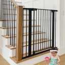 COMOMY 36" Extra Tall Baby Gate for Stairs Doorways, Fits Openings 29.5" to 40.6" Wide, Auto Close Sturdy Safety Dog Gate for House, Pressure Mounted Easy Walk Through Pet Gate with Door, Black (36"Tall 40.6"Wide)