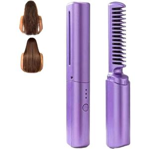 Latest Hairdressing Comb, 2026 Upgraded Ceramic Hairdressing Comb Smooth, Frizz-Free Hair Anytime, Portable Wireless 2-in-1 Hairs Dressing Combs, 3 Adjustable Temperatures (Purple)