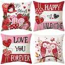 2 x Dotegu Valentine's Day Decorative Throw Pillow Covers, 18x18 Inch, Set of 4, Love Hearts Design, Red and Pink Theme, Indoor Cushion Cases