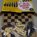 Regal Games - Reversible Wooden Board for Chess, Checkers & Tic-Tac-Toe - 24 Interlocking Wooden Checkers and 32 Standard Chess Pieces - for Age 8 to Adult for Family Fun