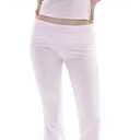 PUMIEY Women's 2 Piece Lounge Sets Short Sleeve Tops Fold-Over Flare Pants Casual Outfits Matching Set Nap Collection Size XS