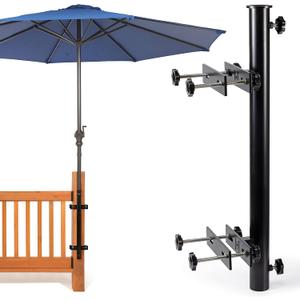 Heavy Duty 304 Stainless Steel Patio Umbrella Holder,Deck Umbrella Holder,for Outdoor Fixed Deck Railing Post(Range/3in-6in) Umbrella Deck Mount(Post, Black)