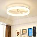 VOLISUN Low Profile Ceiling Fans with Lights and Remote, Ceiling Fan with Light Flush Mount, No Assembly, 3000K-6500K Dimmable, White Fandelier Ceilings Fans with Lights for Bedroom