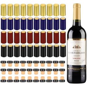 30pcs Wine Sealer for Wine Bottles, Wine Bottle Resealer Kit for Cruise with PVC Heat Shrink Capsules, 30pcs Cork Stoppers and 40pcs Heat Shrink Capsules, Perfect for Home Use and Cruises