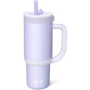 Ello Oasis 18oz Stainless Steel Kids Tumbler with Handle & Retracting Straw, 100% Leakproof, Double-Wall Vacuum Insulated, Kids Water Bottle for School, BPA Free, Dishwasher Safe, Purple Holographic