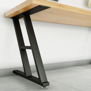 FJANKUI 28" Z-Shape Black Metal Table Legs Set of 2, Industrial Style, Heavy Duty Cast Iron, Suitable for Desks & Dining Areas, 28" H x 18" W FJANKUI 28" Z-Shape Black Metal Table Legs Set of 2, Industrial Style, Heavy Duty Cast Iron, Suitable for Desks & Dining Areas, 28" H x 18" W