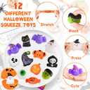 48 Halloween Toys Pack with Pumpkin Box, Halloween Party Favors Gifts for Kids, Squishy Mochi Toys in Bulk with Bubble Push it Keychain, Halloween Treat Bags Fillers, Trick or Treat Classroom Prizes