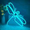 Dragonfly Neon Signs for Wall Decor, LED Dragonfly Neon Light for Bedroom, USB Powered Dragonfly Neon Lights Sign for Kids Room, Wedding Party Decorations, Birthday Gifts, Home Decor