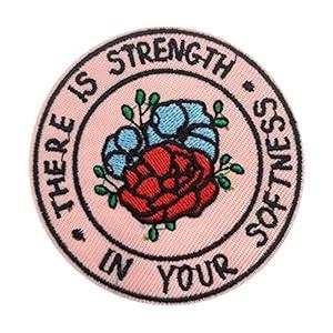 Wikineon Iron On Embroidered Patch, Cool Patch "There is Strength" - Appliable to Badge Iron On Sew On Emblem Patch DIY Accessories Perfect for Jackets, Clothes, Hats & Jeans