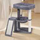 YOUPET Cat Tree with Cat Scratching Post for Indoor Cats, Cat Tower with Scratching Board and Playful Toy Balls, Cat Tree Tower with Cozy Hammock,Grey