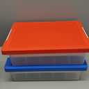 MACOPRO Toys Storage Organizer Box for Lego, Toy Box with Building Plate Lid and Removable Tray, Building Block Storage, Stackable Plastic Organizer Bins (Red+Blue-2Packs)