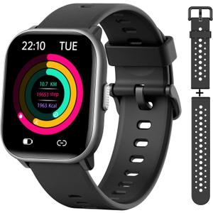 Kids Watch for Girls Boys with IP68 Waterproof, Girls Watch with 19 Sports Modes, Sleep Tracking, Pedometer, Stopwatch, Kids Activity Tracker, Birthday Gifts for Girls Age 6-15 Years Old (Black)