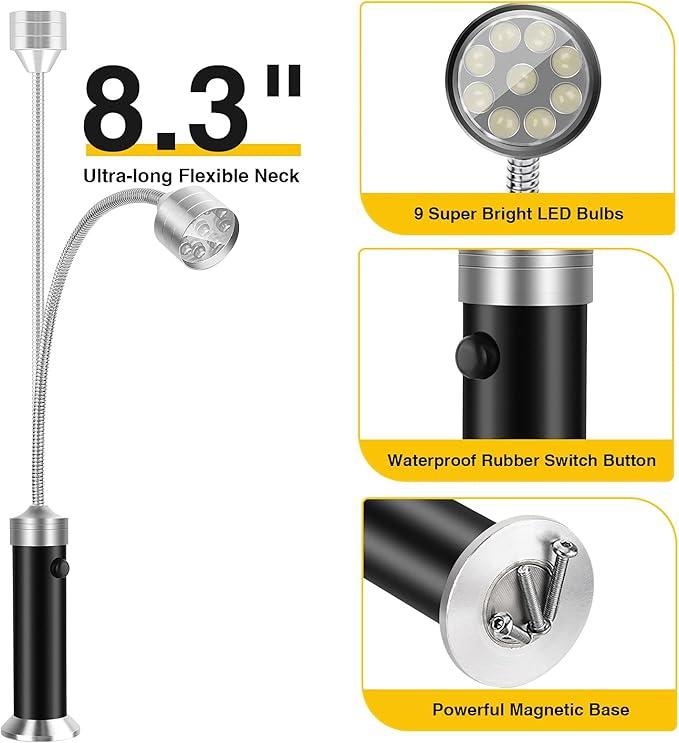 Barbecue Grill Light, BBQ Accessories for Outdoor with Magnetic Base, Mens Stocking Stuffers Grilling Gifts, 360 Degree Flexible Neck, Water Heat Resistant, Batteries Included 1
