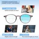 Exquisite Round Ultralight Progressive Multifocus Reading Glasses Women Men Durable Blue Light Blocking Anti EyeStrain/UV Multifocal Readers Spring HingeMid-Near Range 3ft,Top is Not 02.5 Gray