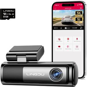 LD06 5K/4K/2.5K Dash Cam 5GHz WiFi&GPS, Enhanced Super Night Vision with WDR and Starvis Sensor, Free 64GB SD Card, Voice Control, Parking Mode 24H, Support 256GB Max