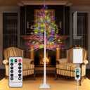 8FT Lighted Birch Tree, Birch Tree with 210 LED Lights, 8 Flash Modes and Timer, Light Up Twig Christmas Tree for Indoor Outdoor Home Party Garden Wedding Decorations (Warm White & Multicolor)