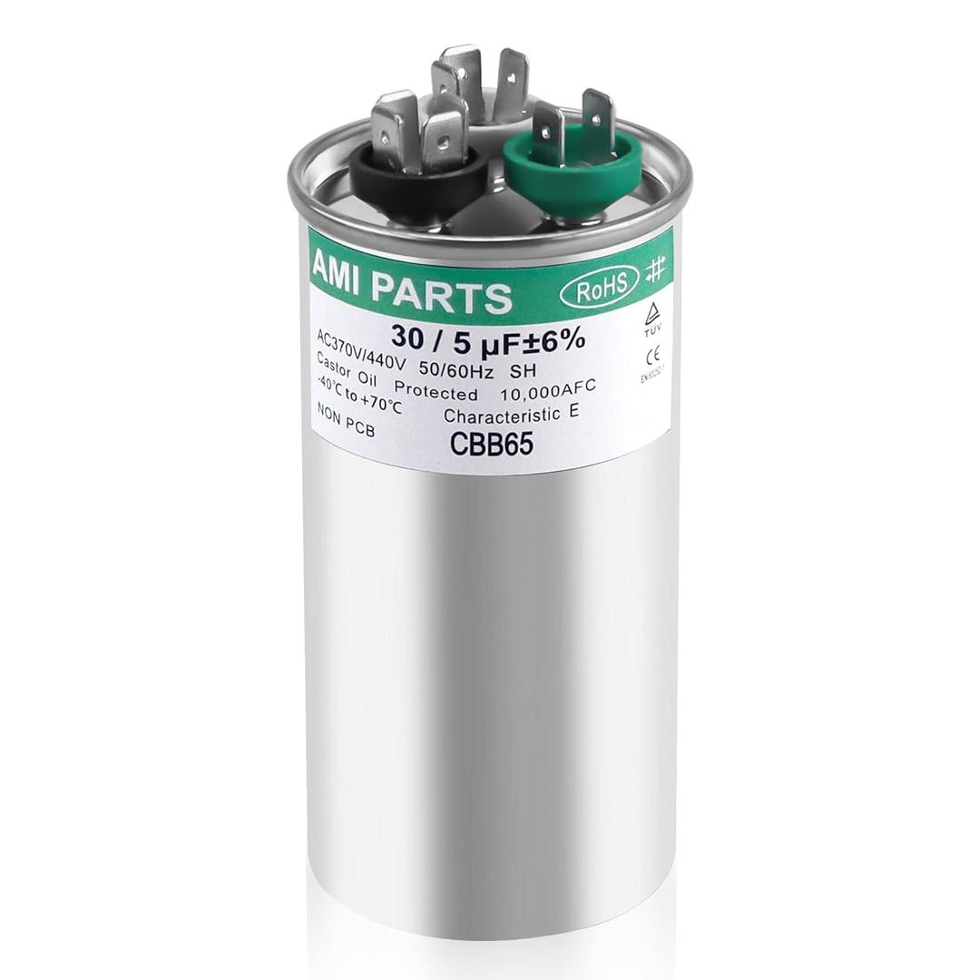 AMI PARTS 30+5 MFD 30/5 uF 370/440V CBB65 CBB65B Round Dual Run Capacitor Replace for 97F9895 Z97F995,for Heat PumpCondenser FanAir ConditionerHVAC Capacitor