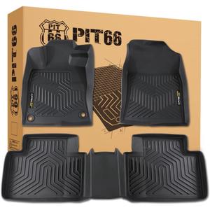 PIT66 Floor Mats Cargo Liner Compatible with Honda Civic Sedan 4-Door 2016-2021/Fit Hatchback 16-21/Fit Coupe 2Door 16-21 (Heavy Duty) TPE 3-Piece All Weather Floor Liner alfombras para carro