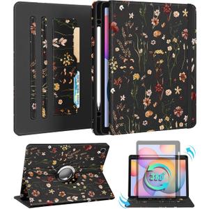 Kidcube for Samsung Galaxy Tab S6 Lite Case 10.4 Inch 2024/2022/2020 - Women Girls Cute Rotating Stand Folio Cover with Pencil Holder & Card Slot Flowers Floral Unique Design Cases for Tab S6 Lite