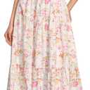KUTUMAI Floral Maxi Long Dress Lace Up Square Neck Flowy Summer Wedding Guest Dresses for Women 2026 (Size M)