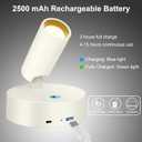 Led Spotlight Battery Operated, Wireless Spot Light for Painting Art Display on Wall with Remote, Indoor Uplight for Tree Plants, Dimmable Accent Light for Painting Frame Portrait Gallery -Ivory White (2 Pack)