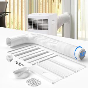 Portable Air Conditioner Window Vent Kit with 80" Length, 5.9" Diameter Exhaust Hose, 15Pcs Universal PVC AC Window Slide Seal with 6 Panel(17" to 95") for Horizontal&Vertical Windows Portable Air Conditioner Window Vent Kit with 80" Length, 5.9" Diameter Exhaust Hose, 15Pcs Universal PVC AC Window Slide Seal with 6 Panel(17" to 95") for Horizontal&Vertical Windows