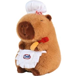 Ditucu Cute Capybara Plush with Cooking Chef Hat Holding Kitchen Shovel Soft Capibara Stuffed Animal Plushies Toys Hugging Gifts for Kids Brown 8.6 inch