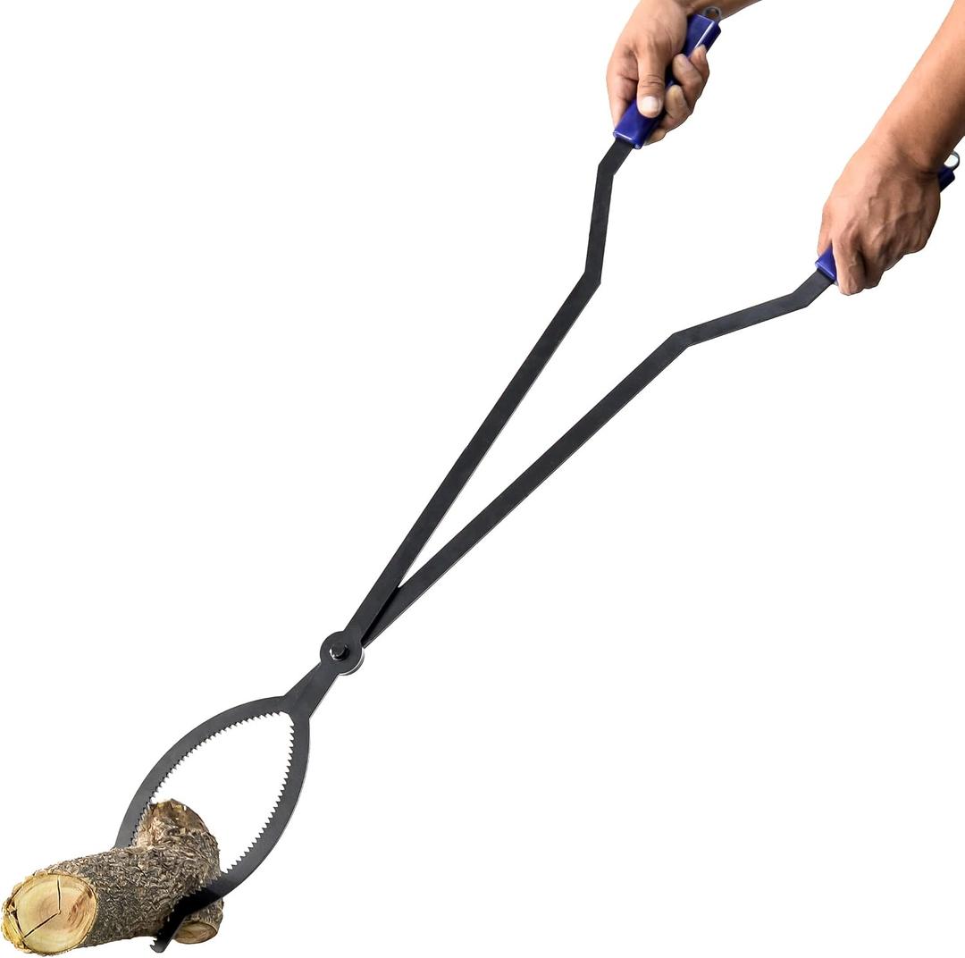 40in Heavy Duty Fire Tongs with Scissor Shape Serrated
Firewood Grabber Tool, Log Claw Tongs for Bonfire Campfire Fire Pit, Outdoor Indoor Log Grabber, Rustproof