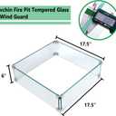 Fire Pit Wind Guard, 17.5 Square Fire Pit Glass Wind Guard Made of Clear Tempered Glass, Set with Assembly Instructions, Screwdriver, Easy to Install