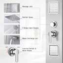 Shower Panel Tower System with Shelf, Body Jet Massage, Tub Spout, Total 4 Body Spray & 5 Handheld Settings, Adjustable Height, Rainfall + Waterfall Shower Head, Rain Massage Spa System For Bathroom