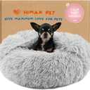 Himax Dog Beds for Small Dogs, Donut Dogs Bed with Blanket Attached, Calming Dog Bed Washable 20" Light Grey for Puppy