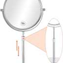 Nicesail 19 Inch Tall Makeup Mirror with 10X Magnification, Make up Mirror 8 Inch Double-Sided, Table Mirror with Pedestal for Shaving, Standing Mirror Height Adjustable Chrome Finish (8 Inch, 10X)