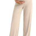 G4Free Women's Maternity BareFeel Wide Leg Yoga Pants (Beige, M)