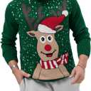 Karlywindow Mens Ugly Christmas Sweater Holiday Reindeer Snowflake Santa Soft Pullover Long Sleeve Knitted Sweaters (XX-Large, Green)