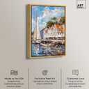 Art Remedy Docked by the Town Canvas Monet Coastal, Gold Frame, 20" x 30"