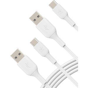 Belkin USB A to USB C Cable 2-Pack, 3.3ft, 15W - Type C Charger, iPhone Charger Cord for iPhone 16 & 15, Galaxy S25, Pixel 9, iPad Pro, Airpods Pro, Switch, CarPlay & More - White
