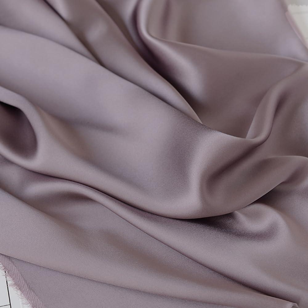 Pure Silk Satin, 100% Silk, 16 mommes Thick. It is Used for DIY Sewing of Clothing and Wedding Dresses as Well as Handicraft Production. Width: 44 inches, Length: 1 Yard. (Foggy Purple 72)