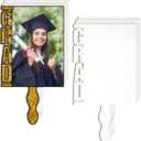 12 Pcs Sublimation Graduation Fans Blank Class of 2026 Gifts DIY Hand Paddle Fan with Wood Photo Frame for Celebrate Graduation Wedding Party(Grad,7.9 x 5.9 Inches)