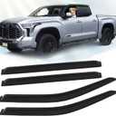 Window Visor Rain Guards for 2022-2025 Toyota Tundra Crewmax Cab Out-Channel Wind Deflector Tape-On Sun Visor Accessories 4PCS (for 22-25)