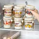 6 Pack Overnight Oats Containers with Lids and Spoons, 16 oz Glass Mason Overnight Oats Jars, Large Capacity Airtight Jars for Milk, Cereal, Fruit(Beige