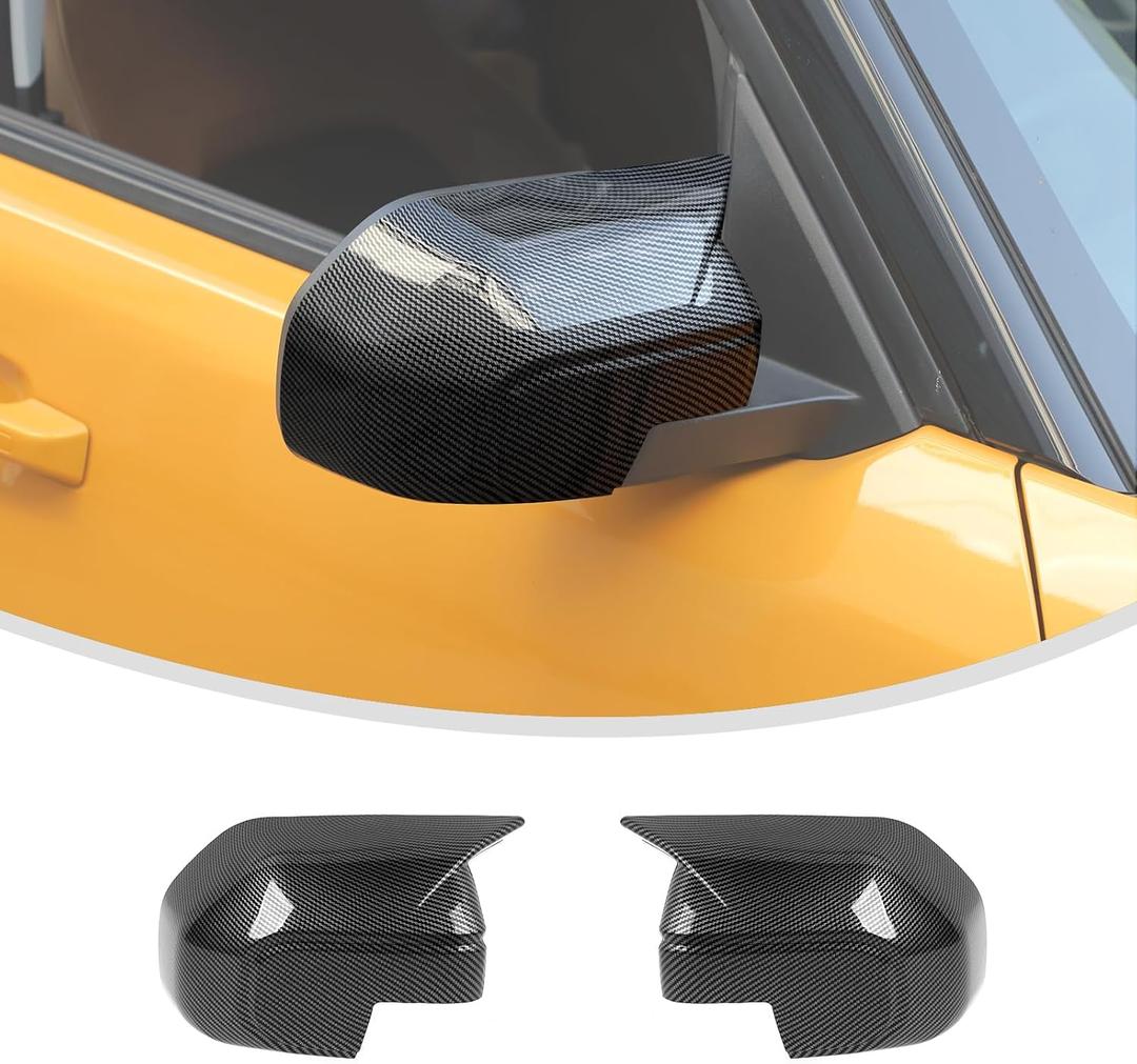 Linskip Horn Mirror Covers Driver and Passenger Mirror Trim Compatible with Ford Bronco Sport 2021-2026, Side Mirror Caps for Bronco Sport Exterior Accessories Carbon Fiber