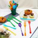 294 Pcs Neon Plastic Silverware Pastel Disposable Silverware Heavy Duty Colorfu Plastic Cutlery Set Includes 98Plastic Forks 98 Knives 98 Spoons for All Occasions7 Colors (300, Rainbow)