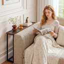 Faesun 33.5 Inch Behind Couch Table, Vacuum Forming Narrow Console Table, Thin Sofa Side Display Table, for Living Room, Bedroom, Walnut