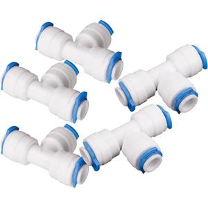 5pcs 1/4" 3-way Union Tee Quick Connect Ball Valve Fit Ro Water Reverse Osmosis